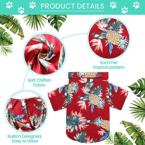 4 Pieces Summer Pet Shirts Hawaii Style Floral Dog T-Shirt Hawaiian Puppy T-Shirts Breathable Pet Cool Clothes Beach Seaside Dog Shirt Sweatshirt For Dogs Pet Puppy (Small)