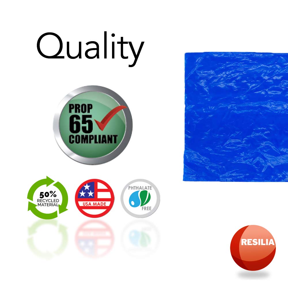 Resilia Commercial Grade Dog Poop Bags - Heavy Duty Pet Waste Removal Bag For Dogs, Cats, And Other Animals, Unscented, Blue, 8.