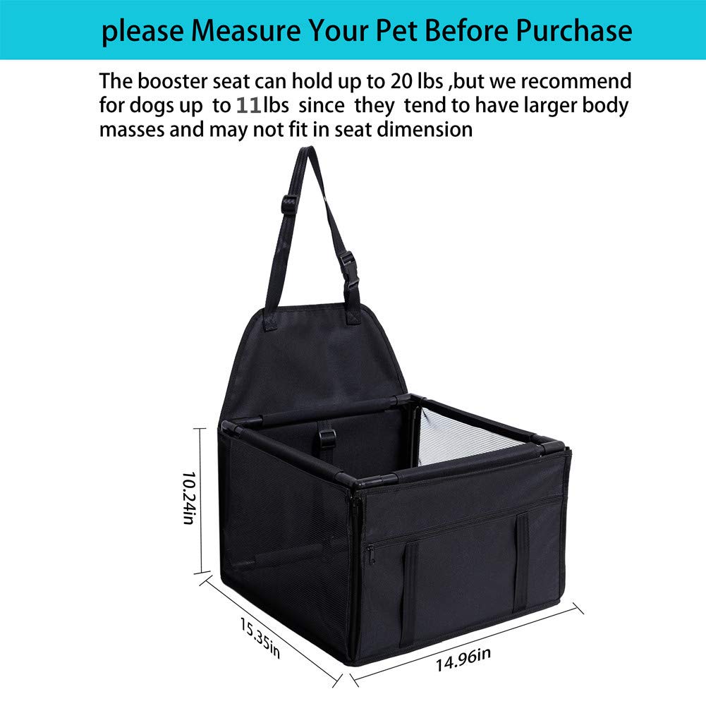 Genorth Small Dog Car Seat Puppy Pet Seats For Cars Vehicles Small Dogs Upgrade Washable Portable Pet Booster Seat For Car With Clip-On Safety Leash,Perfect For Small Pets(Black)