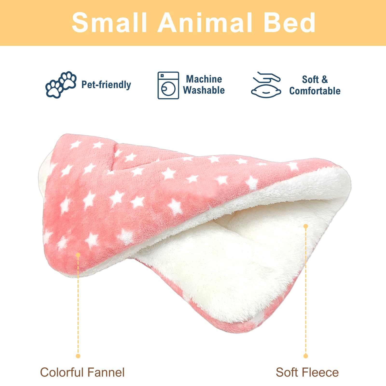 Tierecare 3Pcs Guinea Pig Bed Soft Rabbit Bedding Cage Liner Warm Bunny Mats Pee Pads Fleece Blanket Plush Hamster Sleep Beds Fe