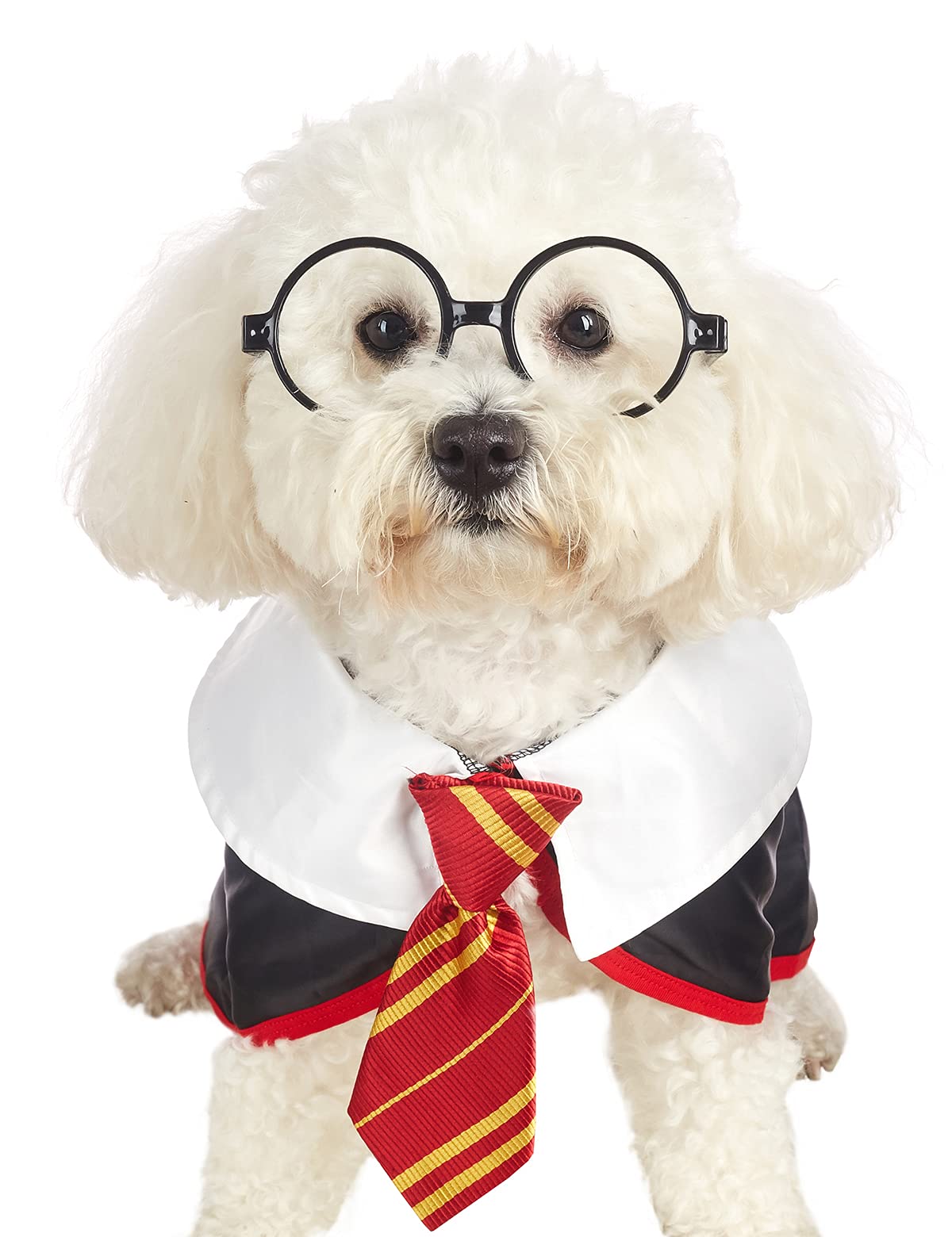 Impoosy Pet Dog Halloween Shirts Funny Cat Wizard Costume Pet Cute Apparel Soft Clothes With Glasses (Medium,Neck:14')