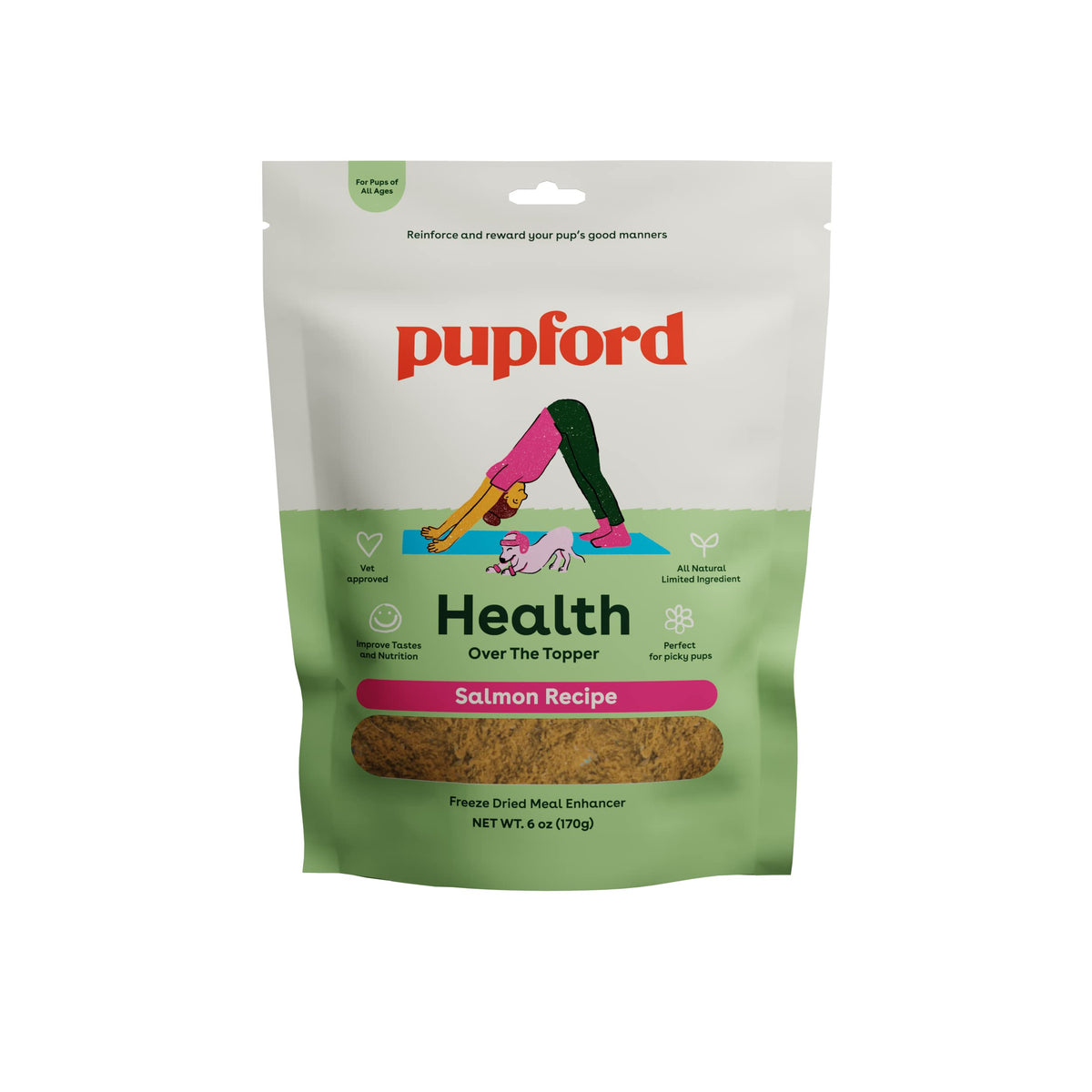 Pupford Over The Topper - Freeze Dried Meal Toppers For Dogs & Puppies Of All Ages | Minimal Ingredients, Made In The Usa | A Delicious Food Topper For Picky Dogs To Improve Nutrition & Taste (Salmon)