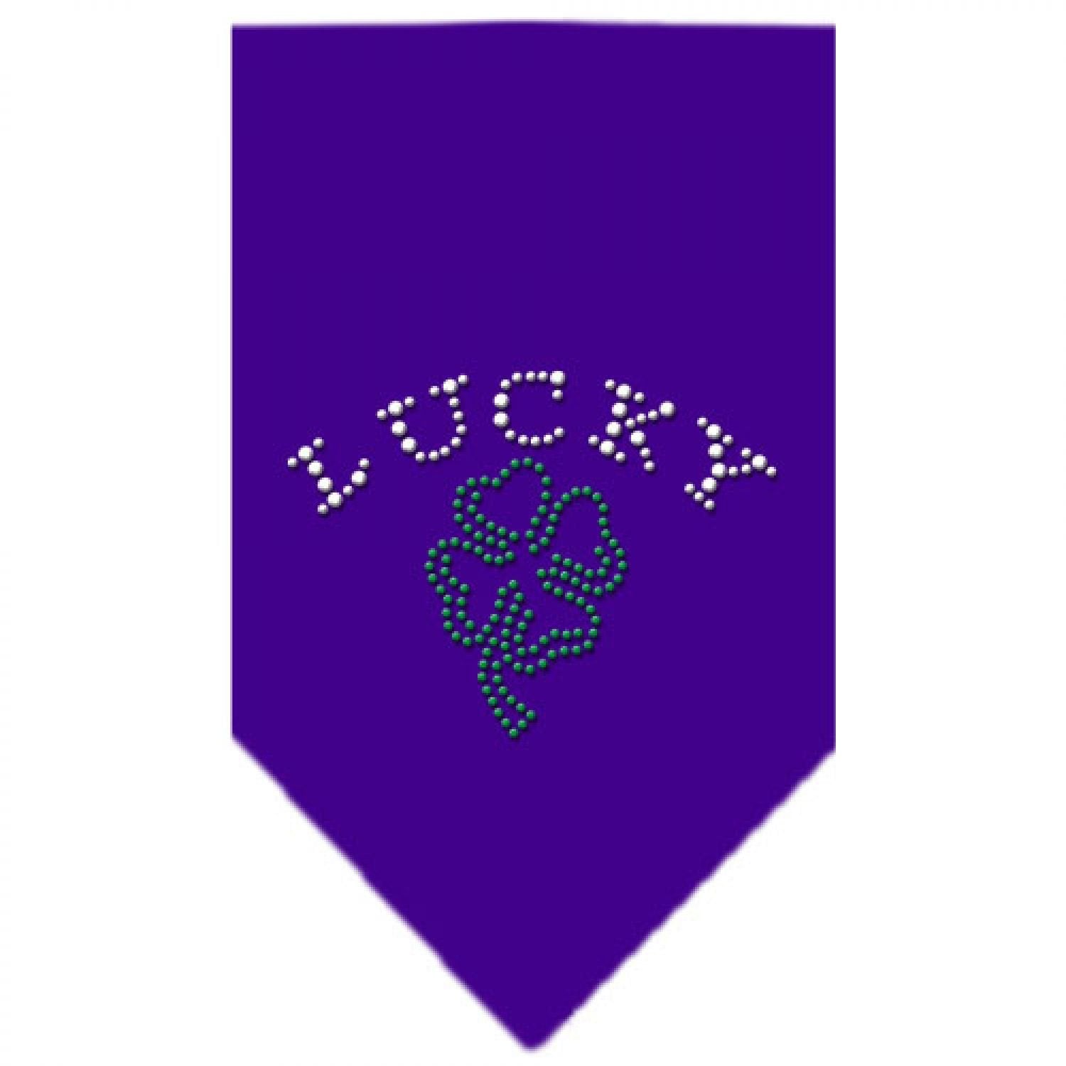 Mirage Pet Products Four Leaf Clover Rhinestone Bandana, Large, Purple