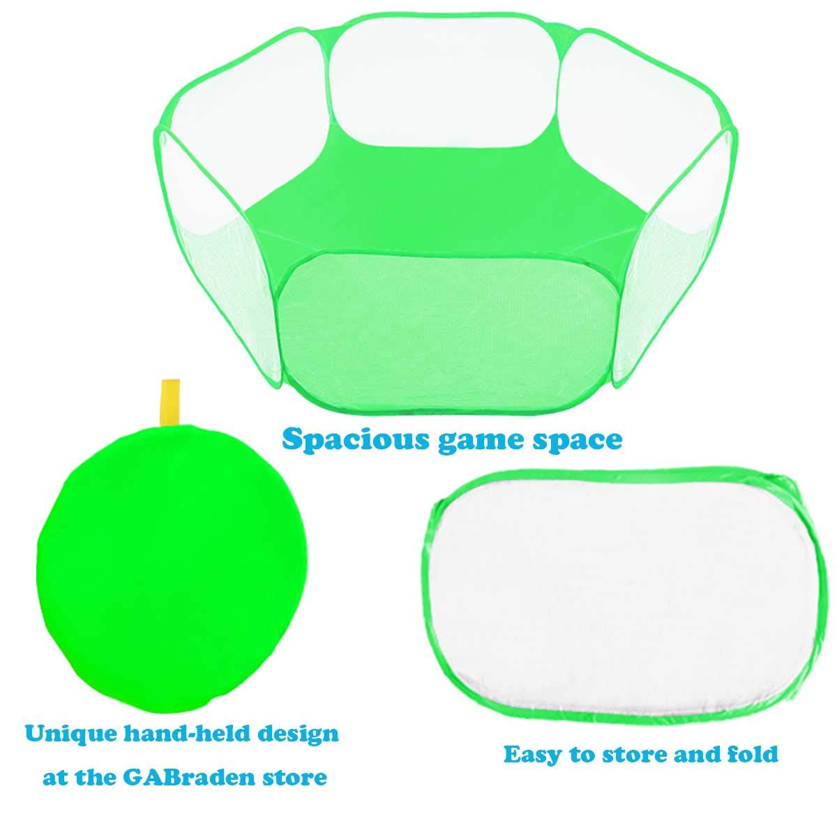 GABraden Small Animals Tent & Reptiles Cage, Breathable Portable Playpen, Cool Green, Indoor/Outdoor Exercise Fence