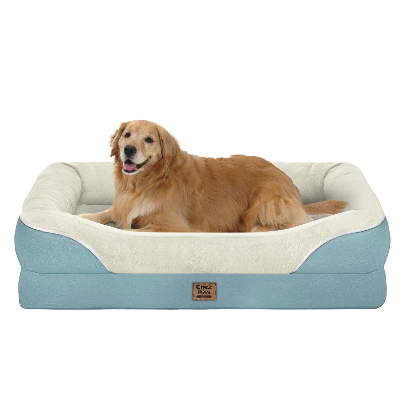 Washable Orthopedic Large Dog Bed - Removable Orthopedic Foam Dog Beds With Bolsters Waterproof Large Dogs Bed And Non-Slip Bott