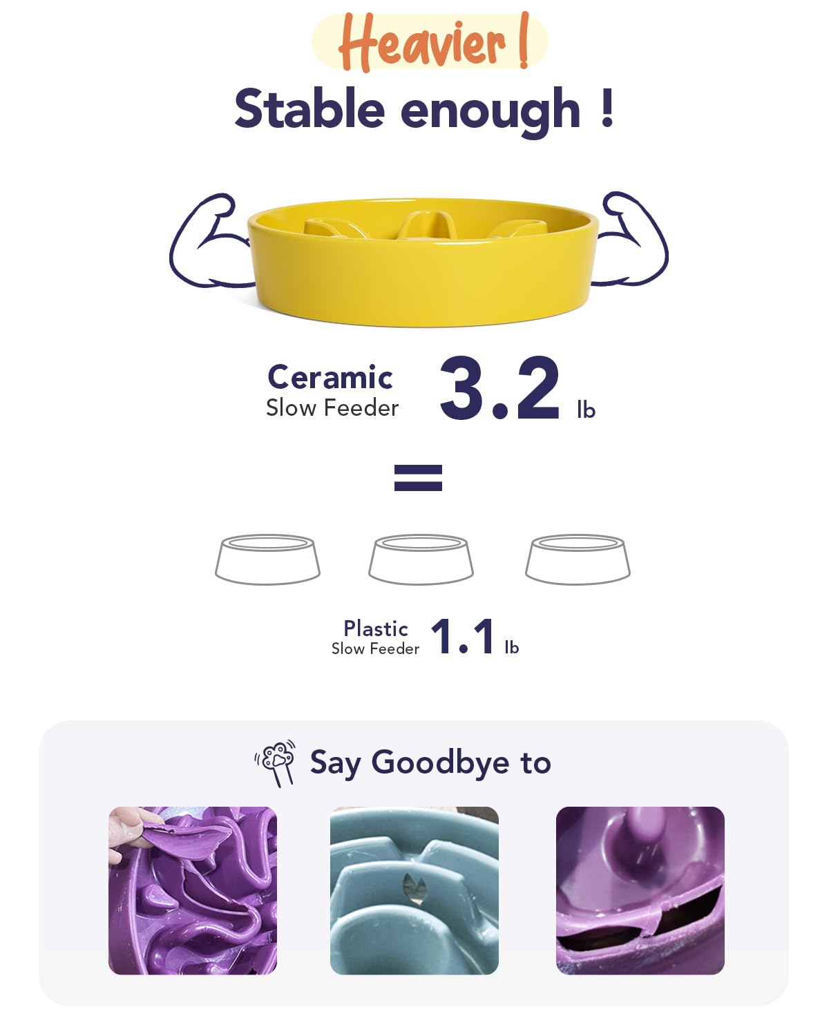 LE TAUCI Dog Bowls Slow Feeder Ceramic, 1.5 Cups Slow Feeding Dog Bowl Small Medium Breed, Puppy Slow Feeder Bow for Fast Eaters