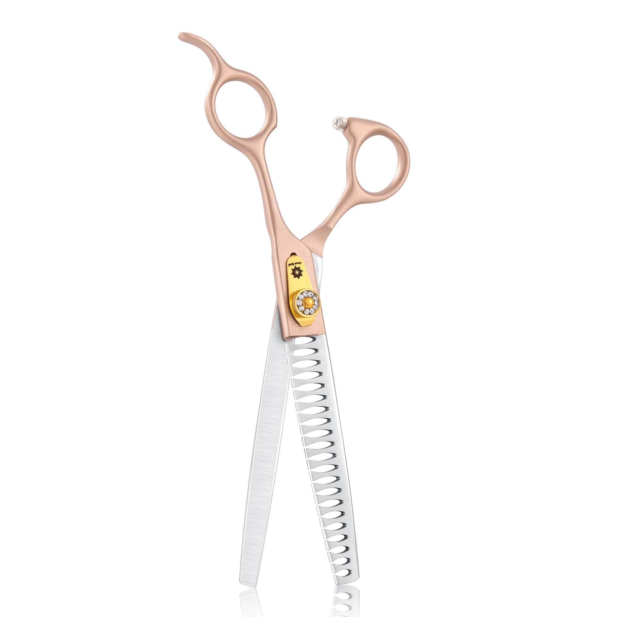 7 Inches Professional Pet Grooming Scissors, 440C Japanese Steel Straight & Curved & Thinning & Chunker Shears/Scissors For Dog Cat And More Pets (7 Inch-Chunker Scissors)