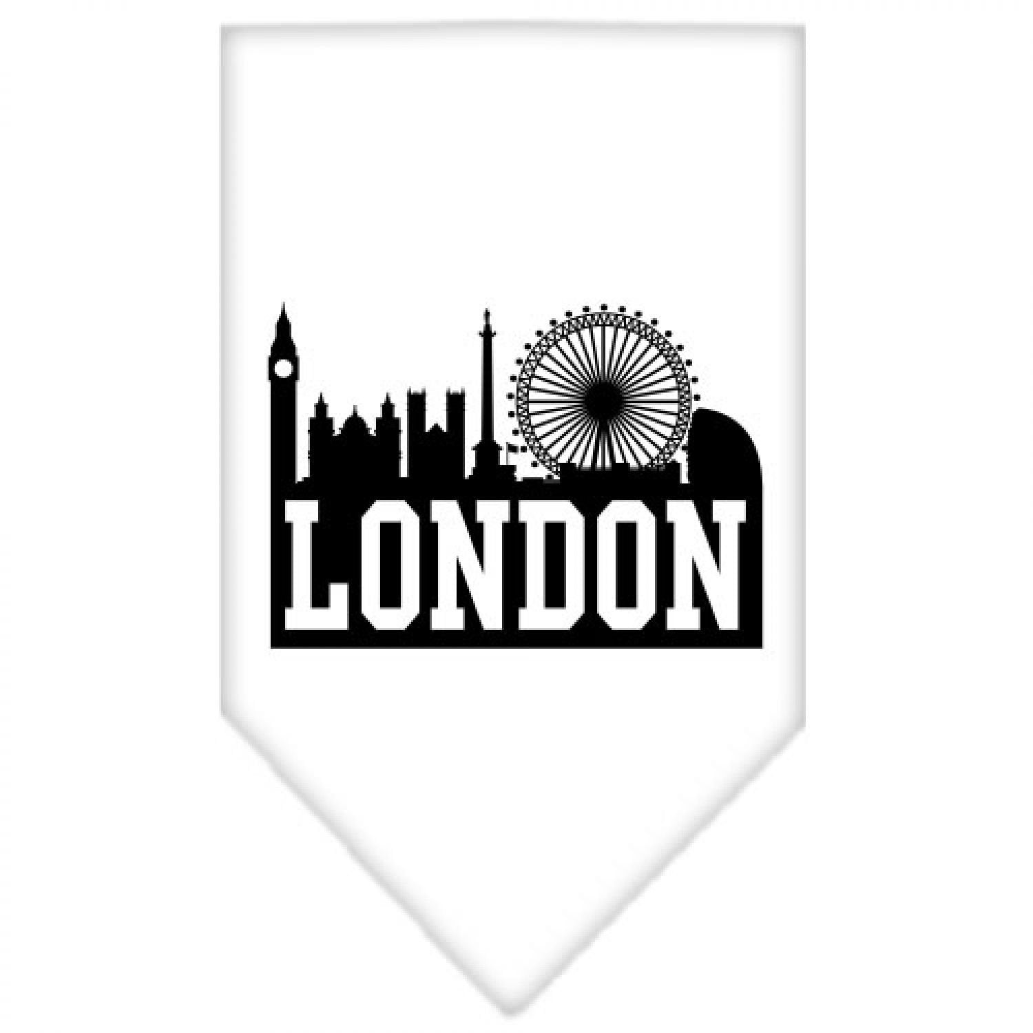 Mirage Pet Products London Skyline Screen Print Bandana, Large, White