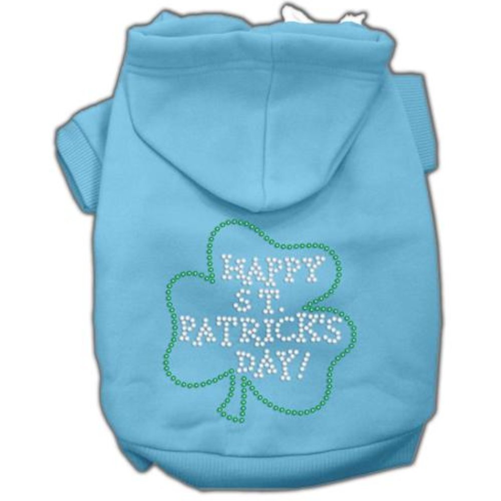 Pet Dog & Cat Hoodie Rhinestone, &quot;Happy St. Patrick's Day&quot; Baby Blue 3XL (25-35 lbs.)