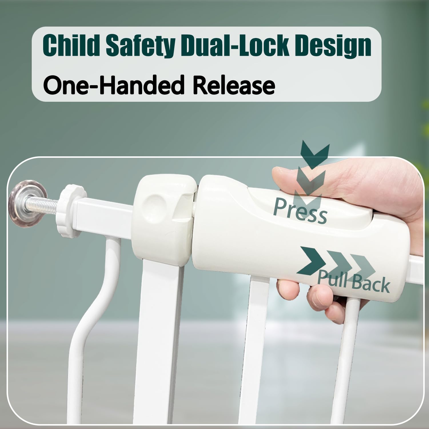 Extra Wide Baby Gates - 71.6-76.4 Inch, Heavy Duty Baby & Pet Safety Gate, White Metal, Tension Mounted Child & Pet Gates for St