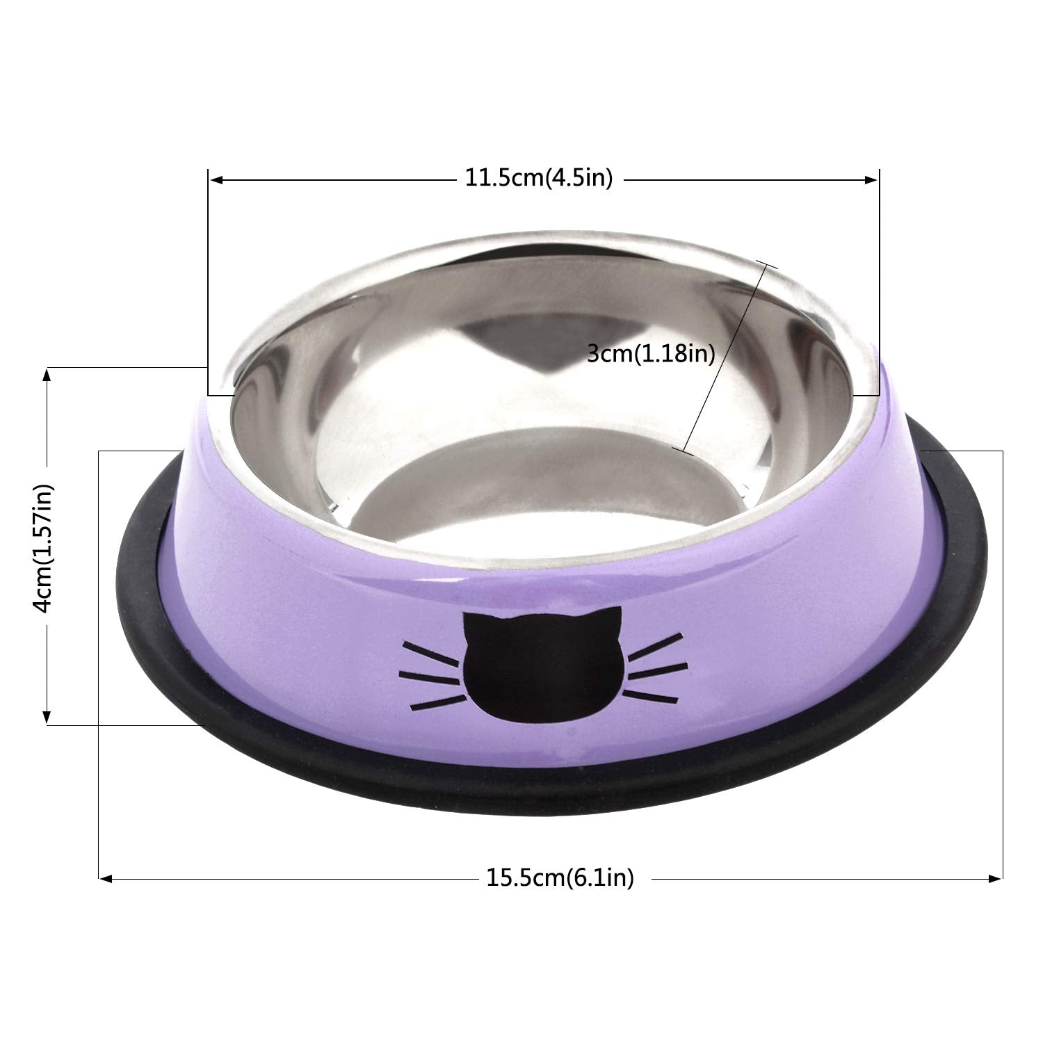 Legendog Pet Bowl Stainless Steel Non-Skid Rubber Base Dog Bowl Cat Bowl Gr Or Pp