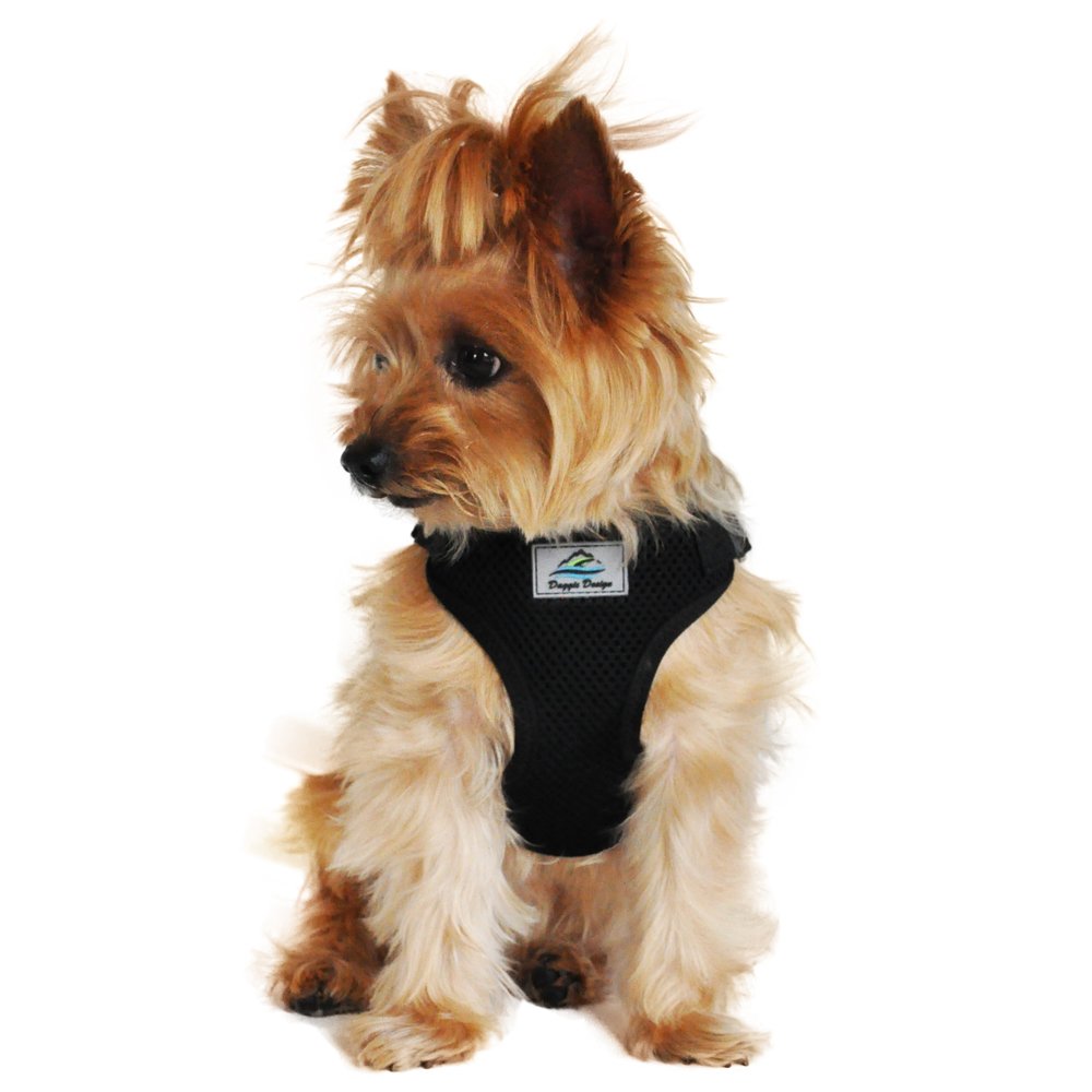 Doggie Design Soft Lightweight Wrap And Snap Choke Free Dog Harness - Black (M)