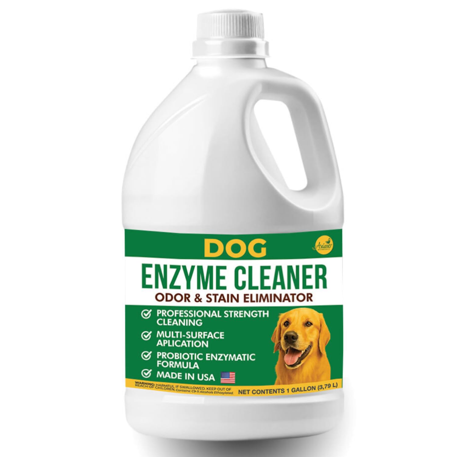 Aviano Enzyme Cleaner for Dog - 1 Gallon - Made in USA - Pet Urine Enzyme Cleaner for Tile, Hardwood, Furniture, Bedding, and Dr