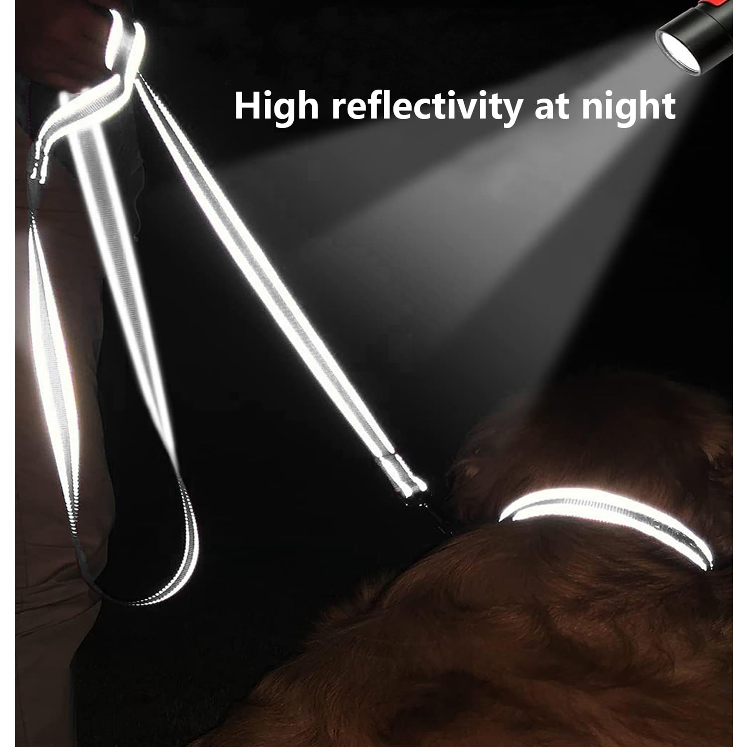 Penseepet Dog Leash 6 Ft Padded Handle Nylon Reflective Dogs Leashes For Large Dogs Silver