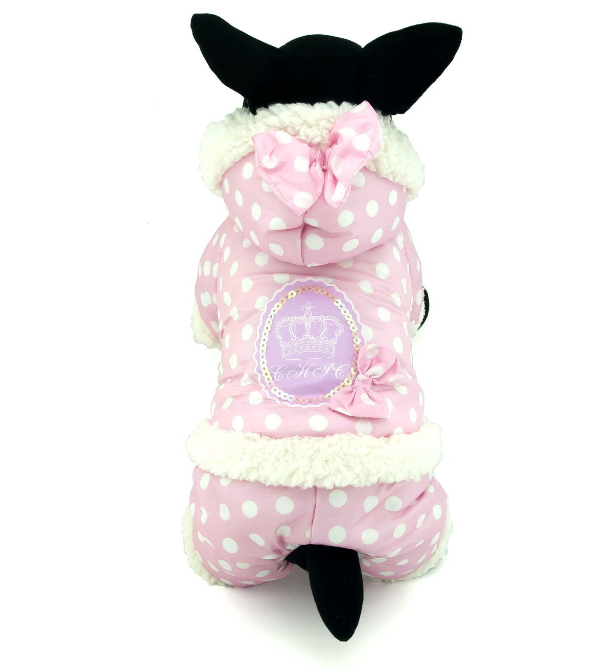 Selmai Polka Dots Hooded Warm Pet Fleece Jumpsuit Puppy Winter Snowsuit Small Dog Cat Coat Jacket Pjs Outfits Chihuahua Clothes