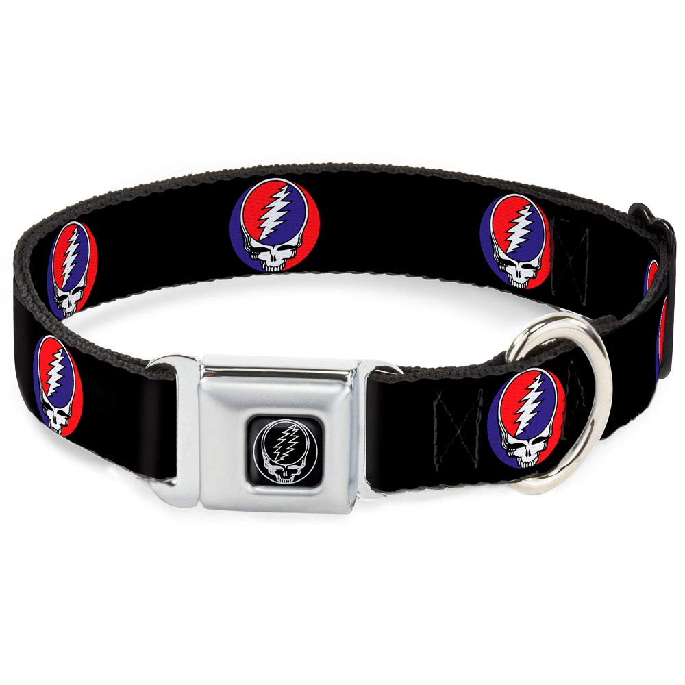 Buckle-Down Seatbelt Buckle Dog Collar - Steal Your Face Repeat Black/Color - 1' Wide - Fits 15-26' Neck - Large