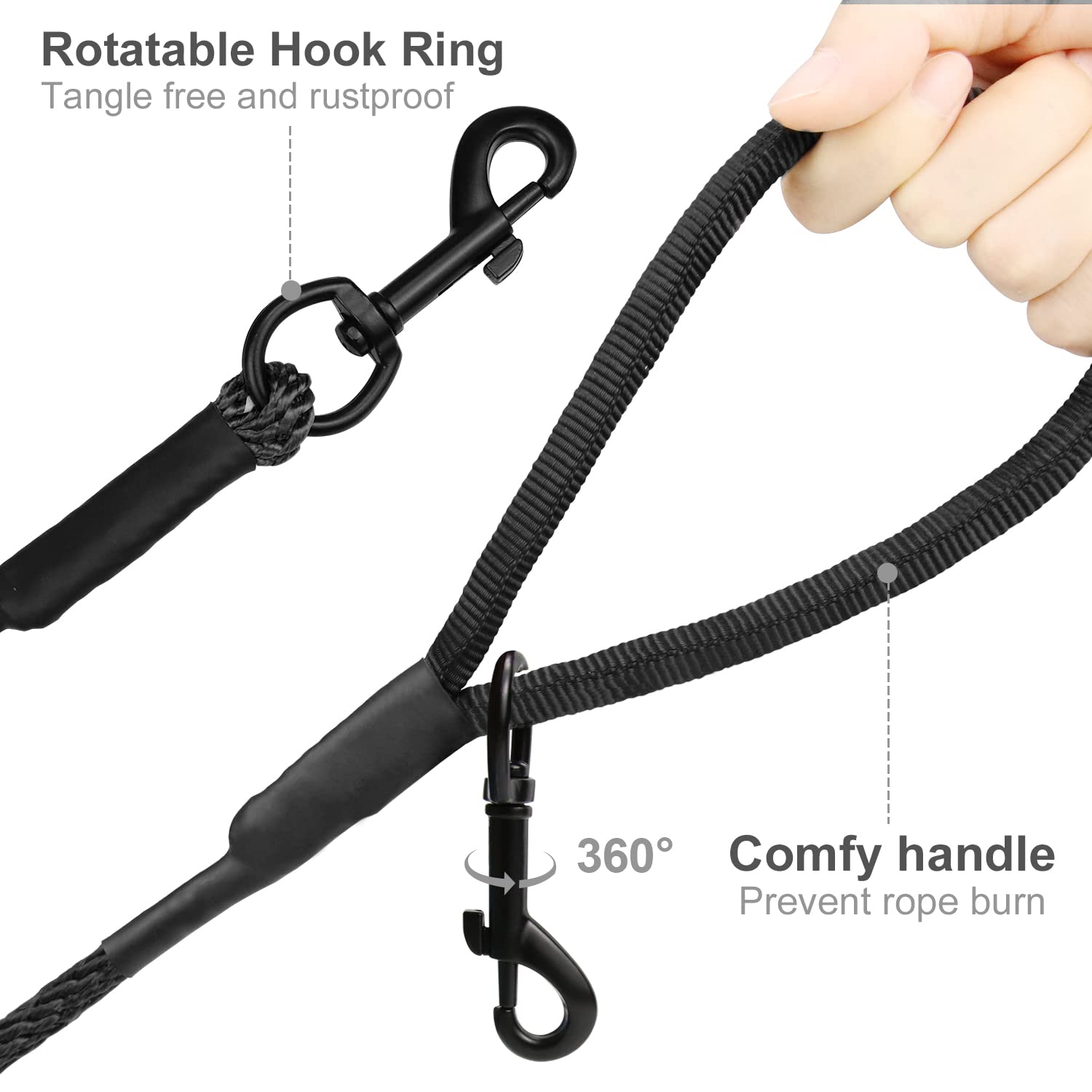 Joytale Long Dog Training Leash, 30 Ft Tie Out Rope Check Cord With Padded Handle, Reflective Recall Lead For Puppy And Small Do