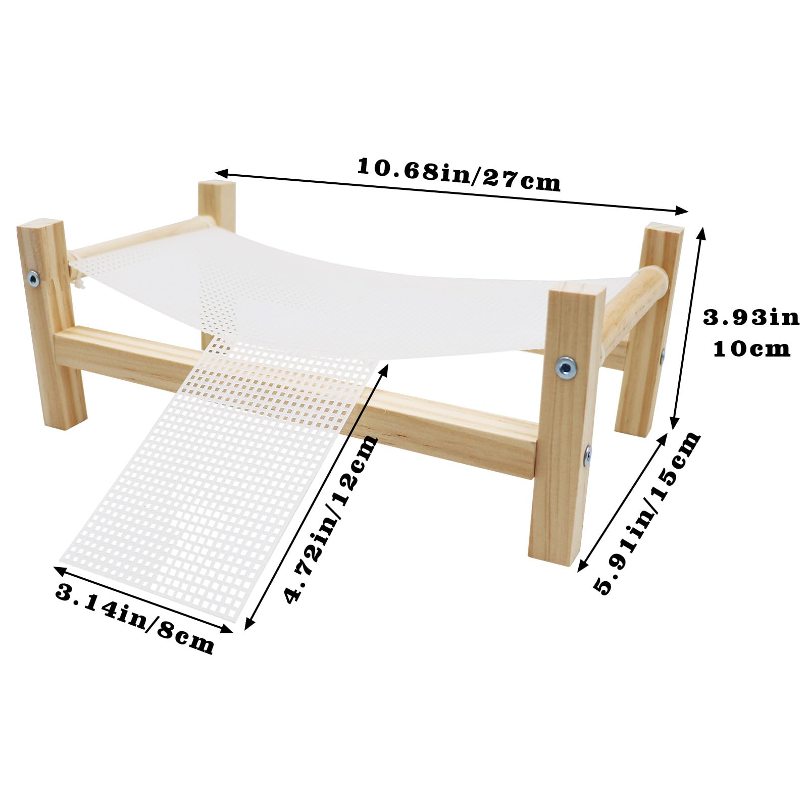 Dnoifne Reptile Hammock Swing Hanging Bed, Wooden Lizard Bed, Reptile Summer Bed For Bearded Dragon Leopard Gecko Lizard