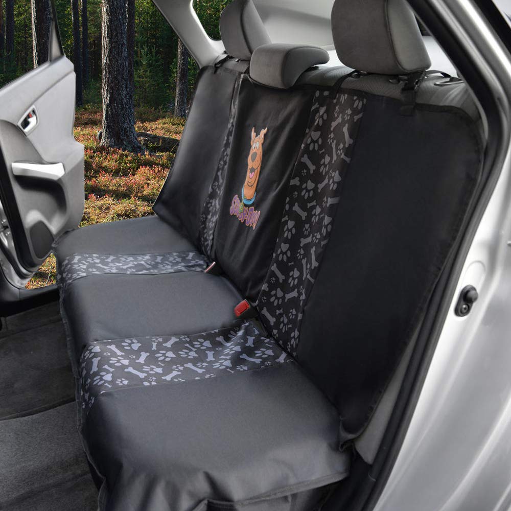 Bdk Scooby Doo Waterproof Dog Car Seat Cover For Back Seat - Heavy Duty Black Oxford Automotive Rear Bench Seat Cover For Dogs, Interior Covers For Auto Truck Van Suv