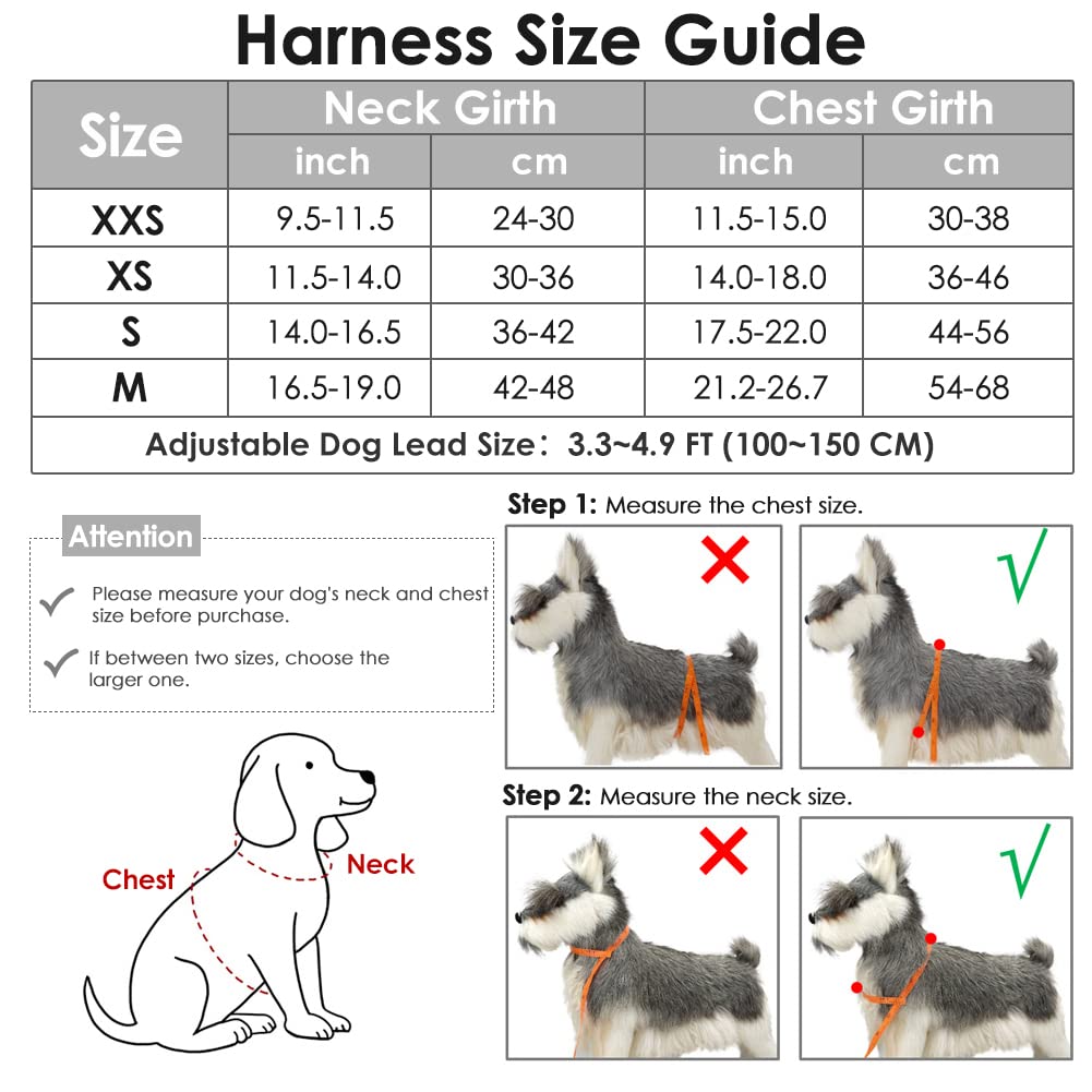 Slowton No Pull Small Dog Harness And Leash Set, Puppy Soft Vest Harness Neck & Chest Adjustable, Reflective Lightweight Harness & Anti-Twist Pet Lead Combo For Small Medium Dogs (R-Front Clip,S)