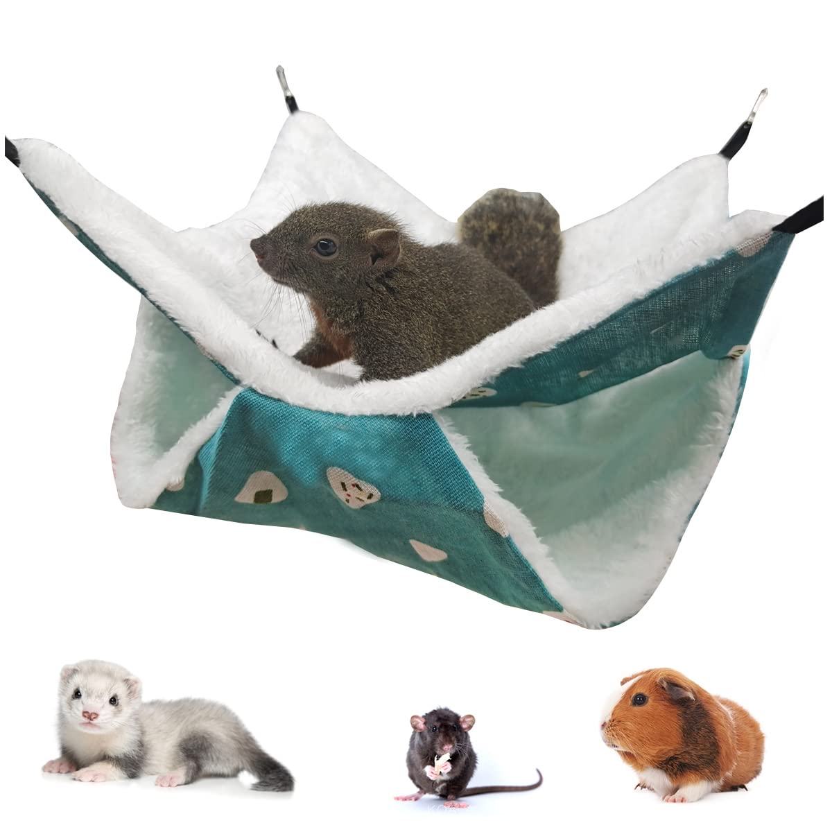 Leftstarer Pet Small Animal Hanging Hammock Ferret Bunkbed Hammock Cage Toy For Hamster Rat Sugar Glider Parrot Guinea Pig Hideout Play Sleep (Sweet Candy)