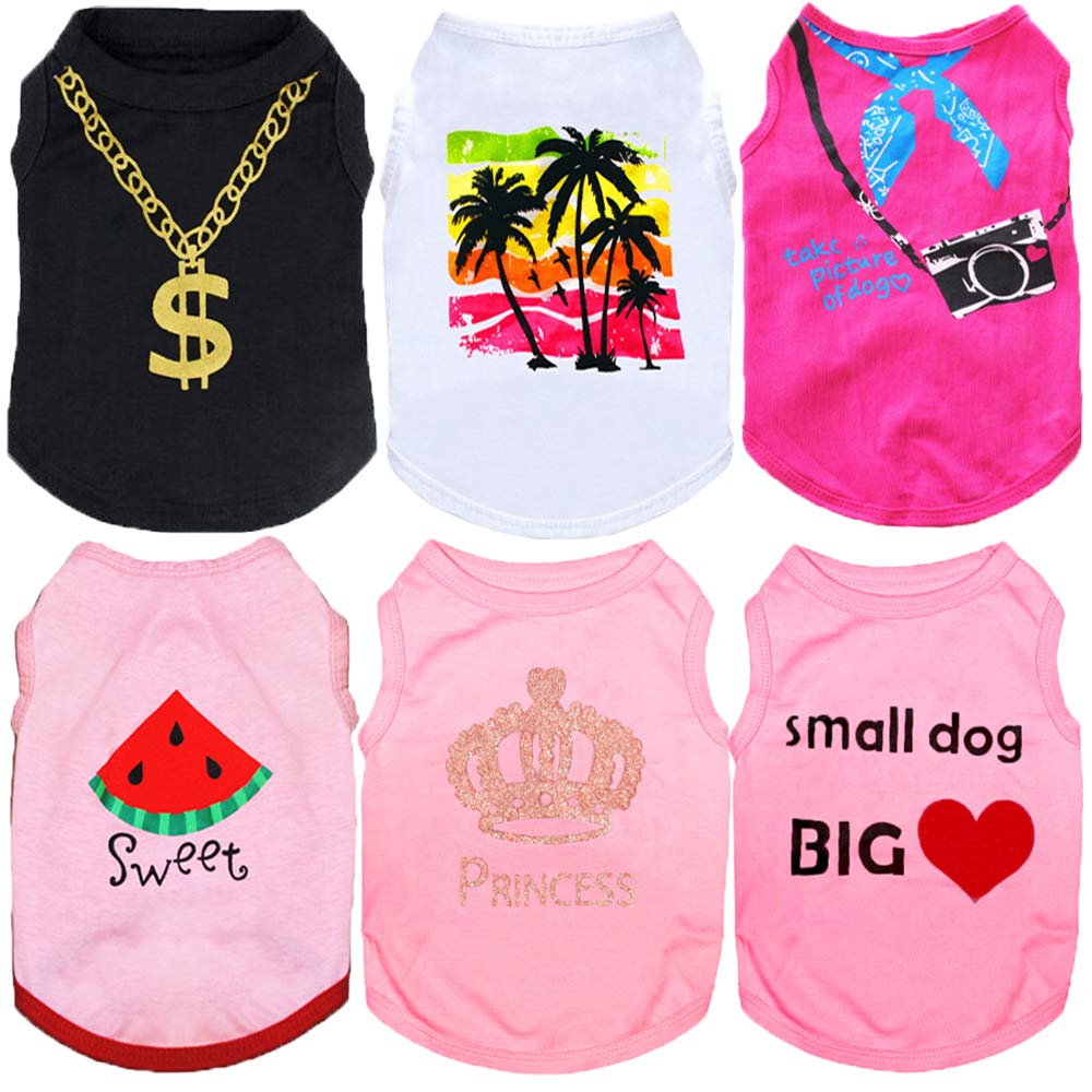 Deruila Dog Clothes For Small Medium Puppy Girl Summer Shirt Costume For Chihuahua Yorkie Female Pet Outfits Sweatshirt Cat Clothing Pink Vest Apparel Accessories Ropa De Perros Pequeños Camisas Para