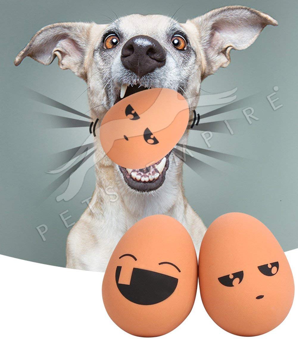 PETS EMPIRE Egg Shaped Rubber Bouncing Balls Chewing Playing Toy for Pet Puppy Dogs Random Emoji 2 Piece (Pack of 2)