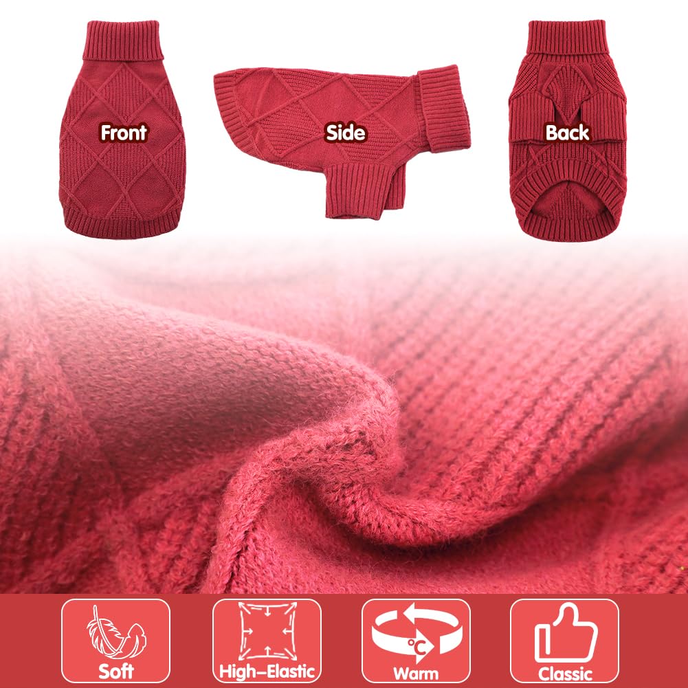 Emust Dog Sweaters For Large Dogs, Elastic Large Dog Sweater With Sleeves, Soft Dog Turtleneck Sweater For Fall & Winter, Red 3X