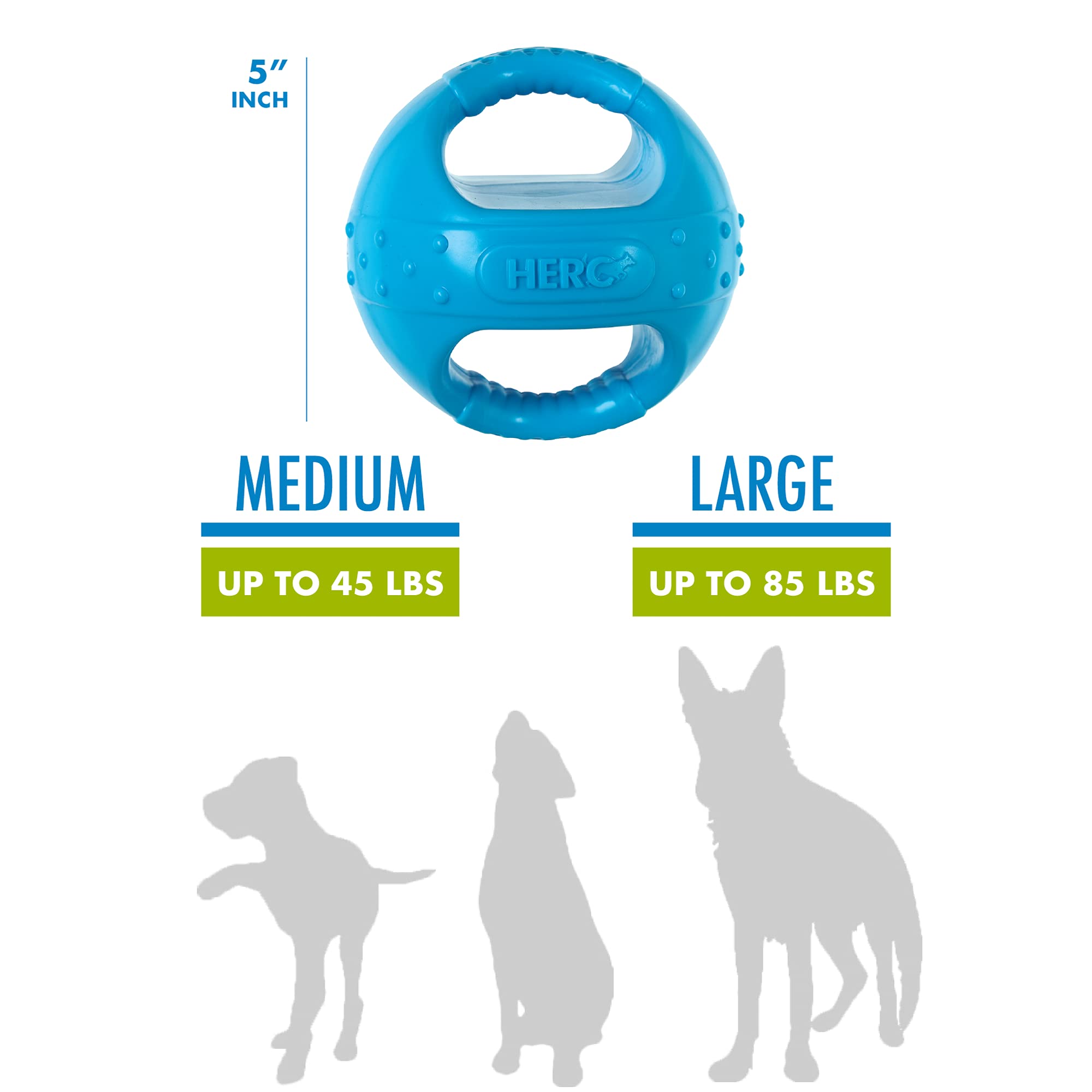 Hero Squeakables Kettle Ball, Dog Toys, Puppy Toys, Pet Toys, Medium, 5 Inches (Blue)