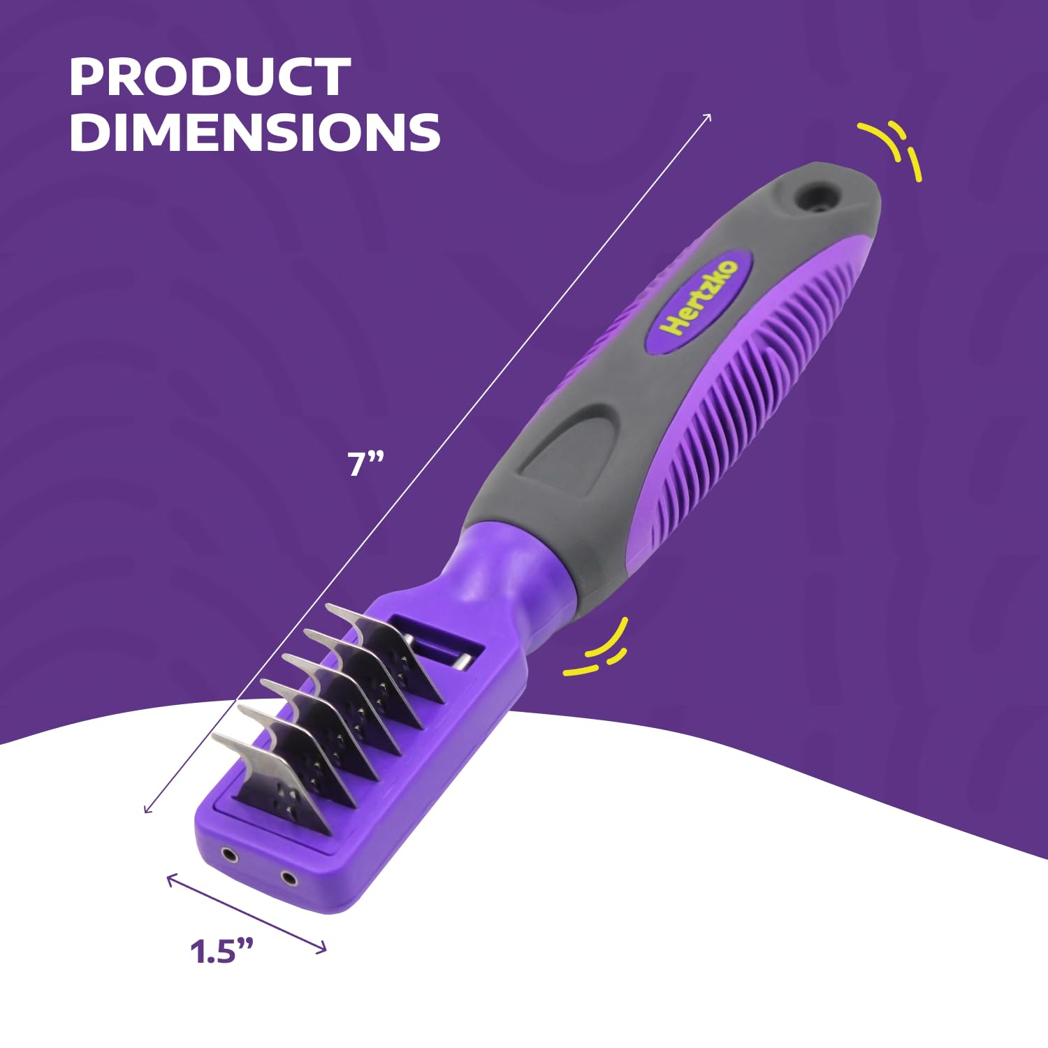 Hertzko Grooming Dematting Comb For Dogs And Cats - Stainless Steel Undercoat Rake For Shedding And Tangled Fur - Ergonomic Hand