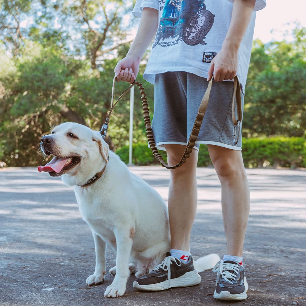 Excellent Elite Spanker Tactical Bungee Dog Leash Military Adjustable Dog Leash Quick Release Elastic Leads Rope With 2 Control Handle(Coyote Brown)