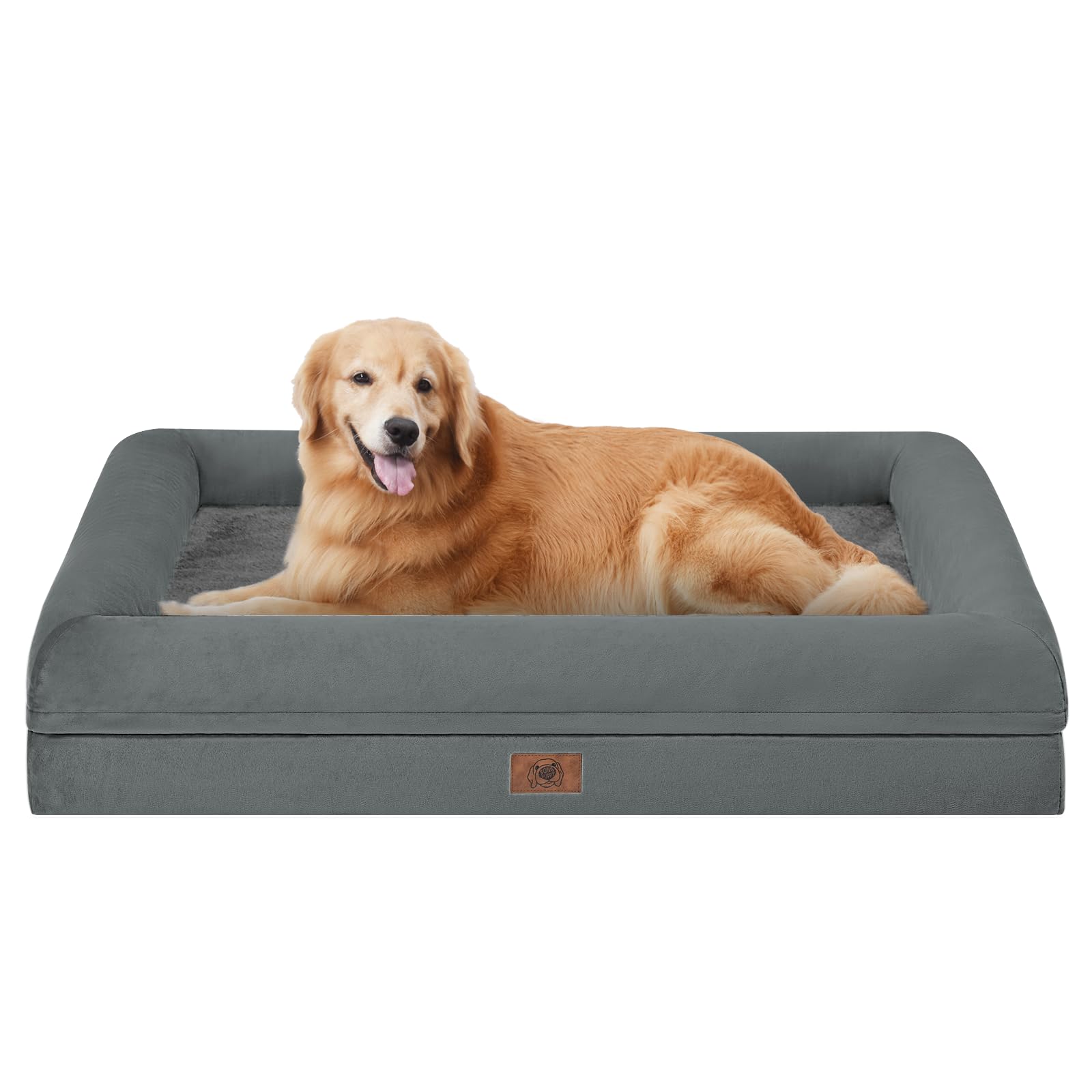 Orthopedic Washable Large Dog Bed: Waterproof Bolster - Medium Large Dog Beds With Removable Cover - Dark Grey