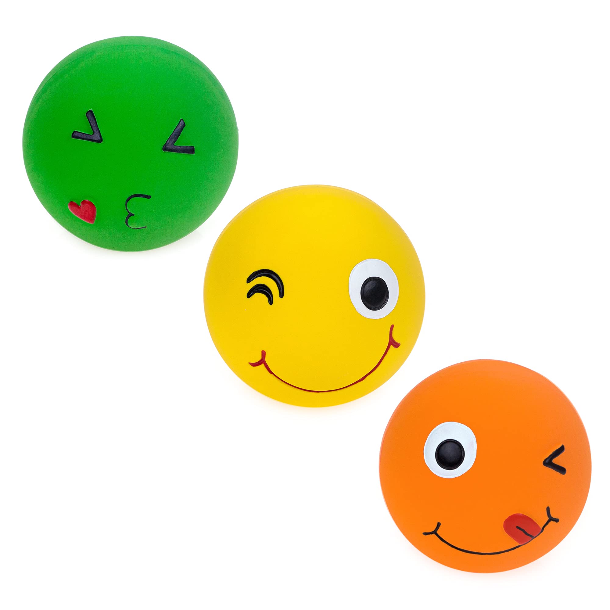 CHIWAVA 3 Pack 2.7'' Latex Squeaky Dog Toy Balls - Interactive Fetch Play for Medium Dogs, Assorted Colors