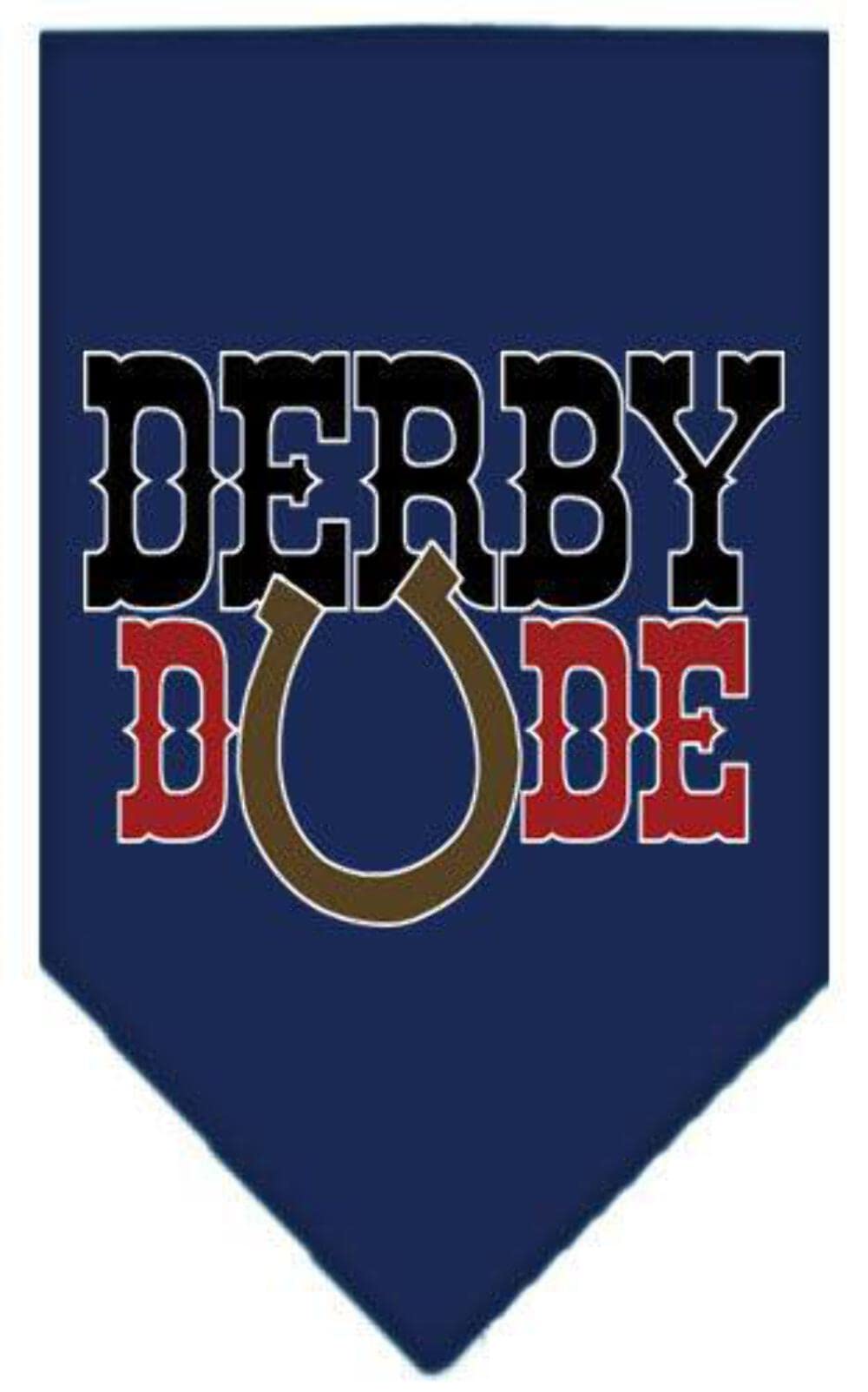 Pet and Dog Bandana Screen Printed, &quot;Derby Dude&quot; Navy Blue Small