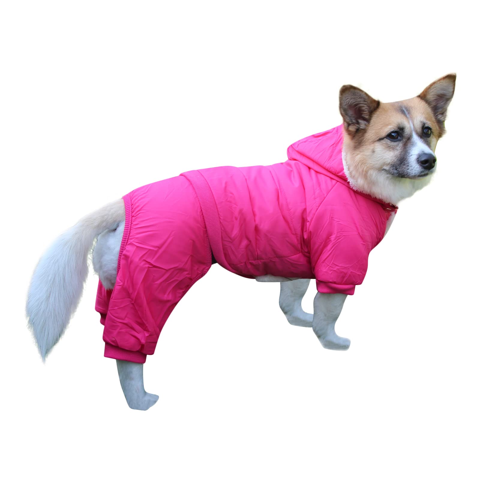 Joydaog Fleece Lined Dog Coat With Detachable Hood And Detachable Hind Legs,Warm Puppy Jacket In Winter(Pink Xl)
