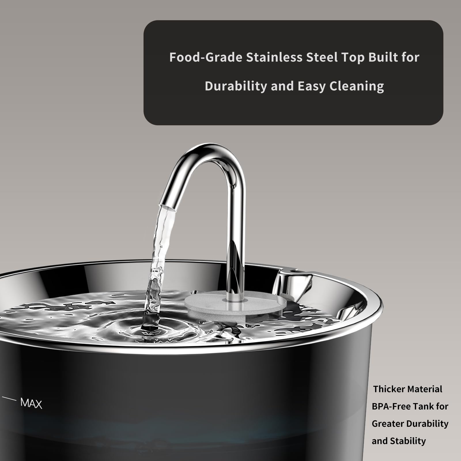 Cat Water Fountain Stainless Steel,3 L/ 101 Oz Pet Water Fountain With 5-Stage Circulating Filtration System,Cat Fountain With Q