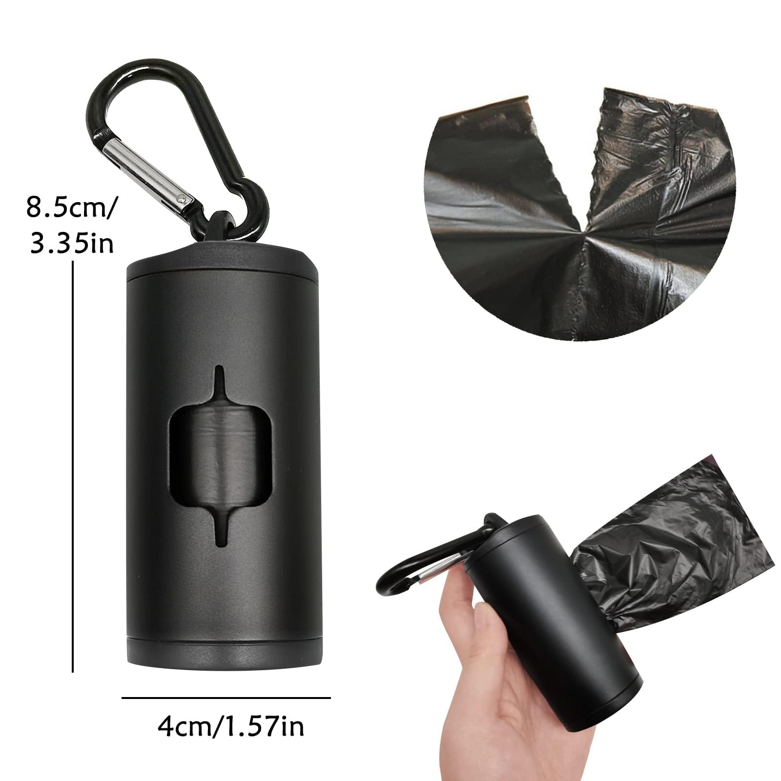 Yuchiya Aluminum Dog Poop Bags Holder With Carabiner Metal Pet Waste Bags Dispenser With Hook And Loop Fastener And Elastic Cord To Carry Used Bags(Silver, 2 Holder 30 Bags)