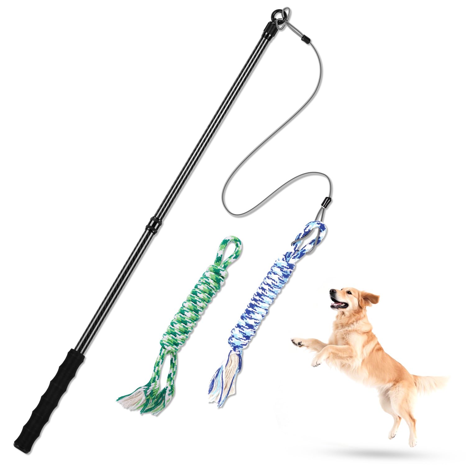 Msnaile Carbon Fiber Flirt Pole For Dogs, 0.2 Pounds Lightweight Dog Flirt Pole For Large Medium Small Dogs, Telescopic Flirt St