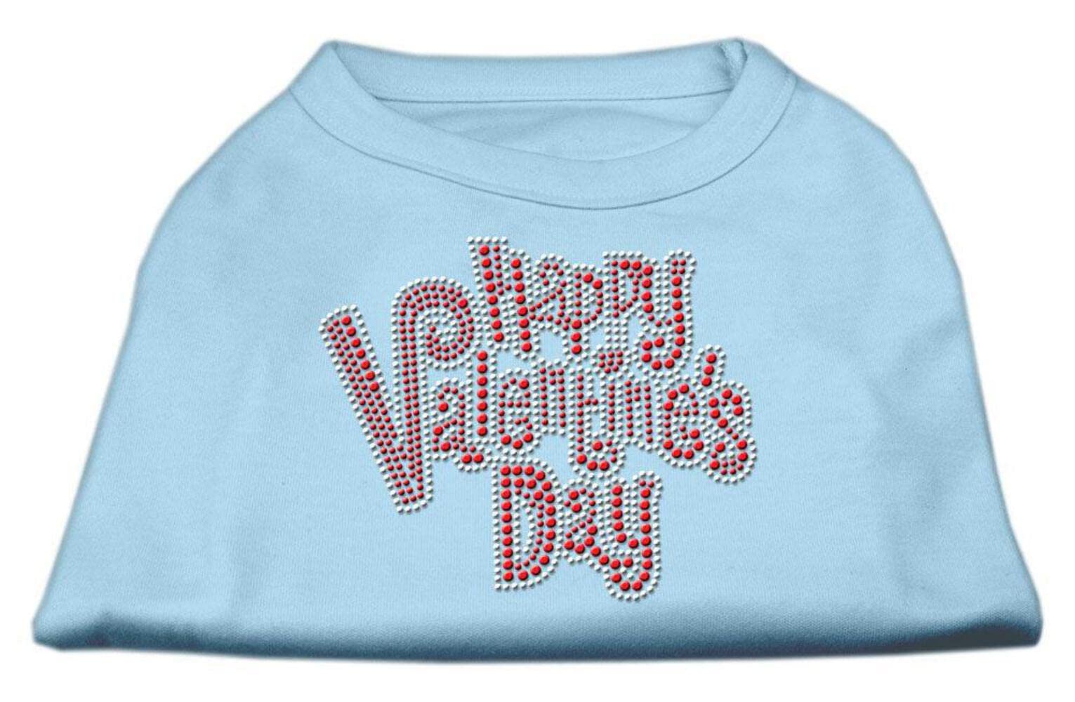 Mirage Pet Products Happy Valentines Day Rhinestone Dog Shirt, Small, Baby Blue