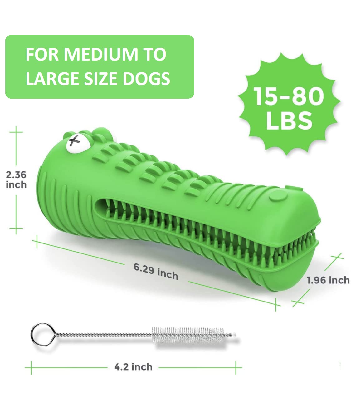 Dealhub Dog Chew Toy, Natural Rubber Dog Toothbrush Aggressive Chewers, for Medium to Large Dogs, Squeaky Dog Toy, Extremely Dur