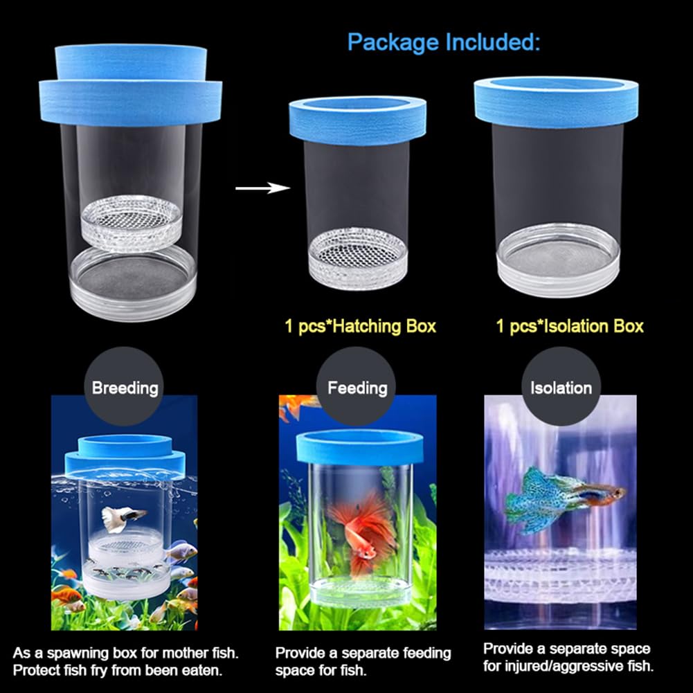 Kirmoo Floating Fish Breeding Isolation Box For Aquarium Tank Plastic Mesh Hatchery Incubator Breeder Box For Baby Fish Betta Sh