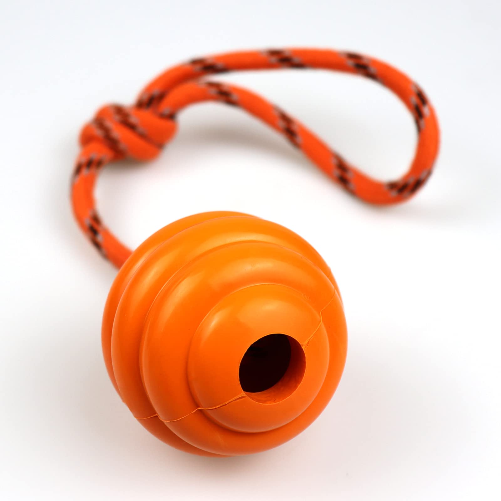 Nevperish K9 Training Ball With Rope Exercise And Reward Toy For Dogs Indestructible Dog Toy Ball With Handle For Training Pull Throw Toy Tug Toy Dogs Fetch Toys Belgian Malinois Gifts (Pure Orange)