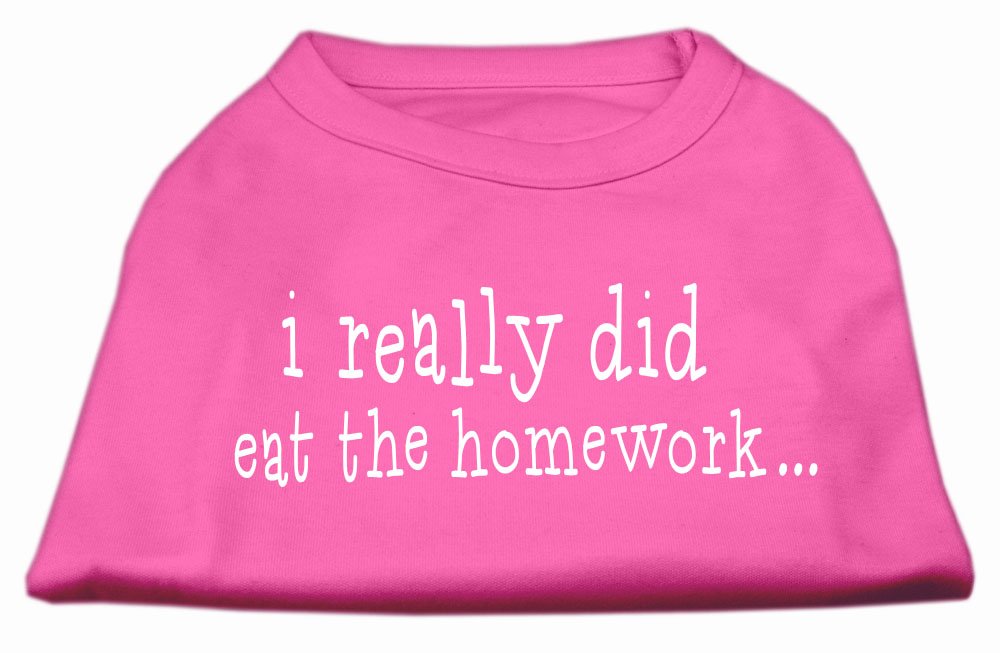 Mirage Pet Products I Really Did Eat The Homework Screen Print Shirt for Pets, Small, Bright Pink