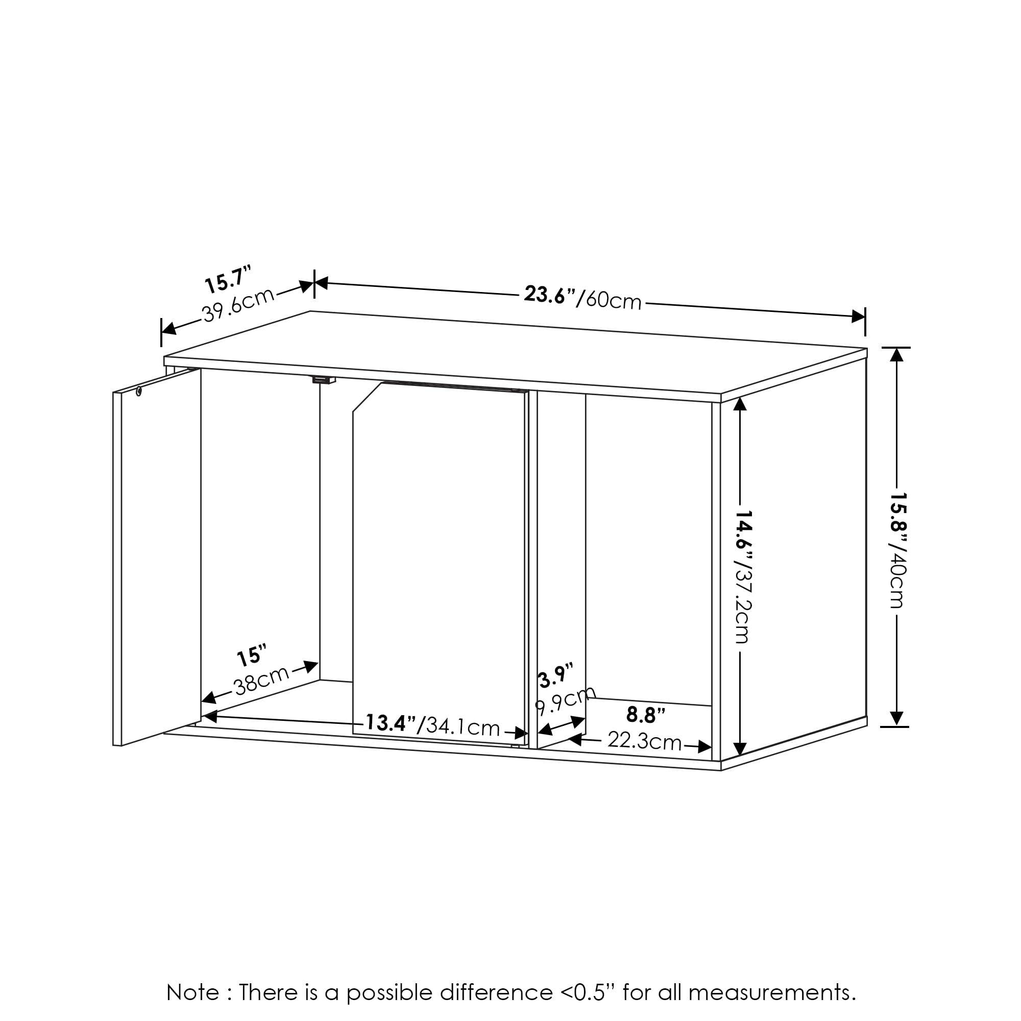 Furinno Peli Litter Box Enclosure, Small, Americano