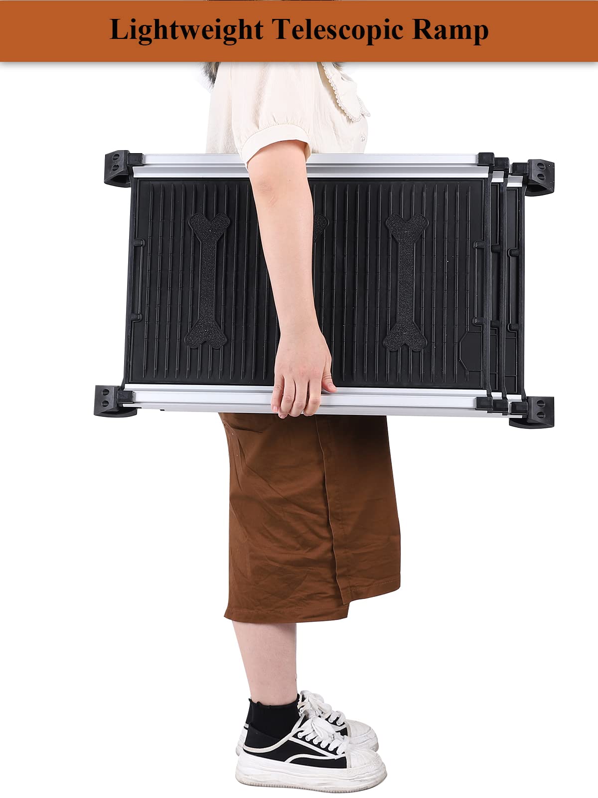 Dog Ramps For Large Dogs Suv, Portable Lightweight Pet Ramp For Couch, Bed,Telescopic Dog & Cat Ramp For Small Dogs, Rv, Stairs, Outdoor, No-Skid Surface, Adjustable Length 28.7' To 64'