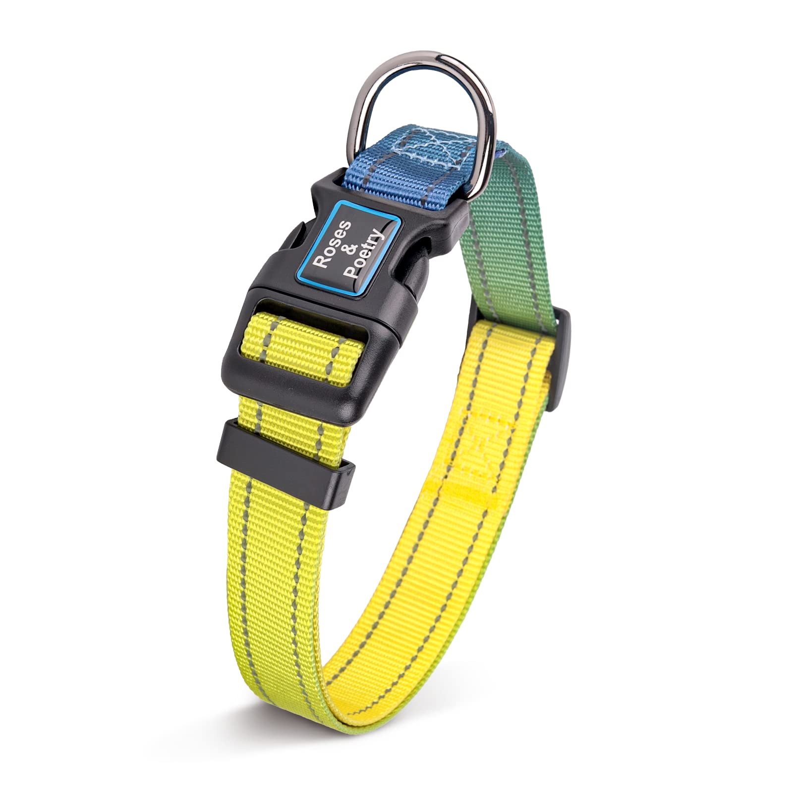 Roses&Poetry Xs Dog Collar With Gradient Amber, Yellow Reflective Dog Collar Adjustable Xsmall Puppy Collars Tiny For Small Medi