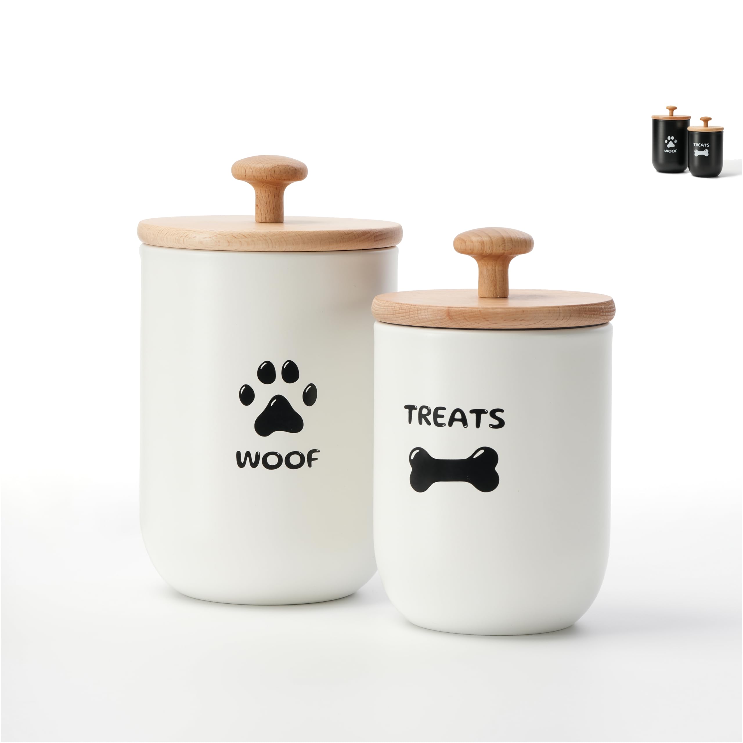 OTTENON Dog Treat Container Set of 2, Dog treat jar with Airtight Lid, Small dog food container, Dog Cookie Jar for kitchen Coun