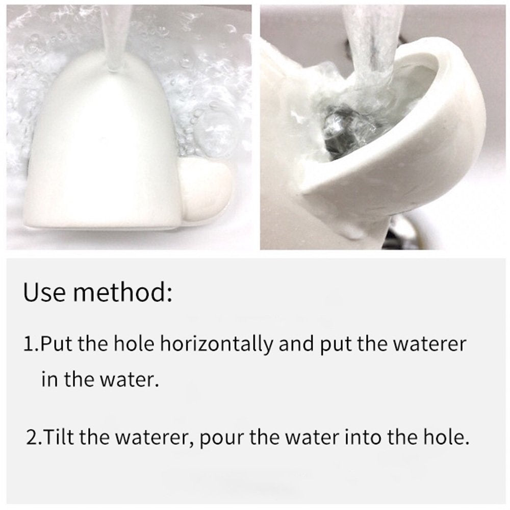 Dahey Drinking Water Feeder Ceramics Slient Bottle Waterer Automatic Small Pets For Hamster Hedgehog Chinchilla Ferret Small Guinea Pig, White, 8Oz