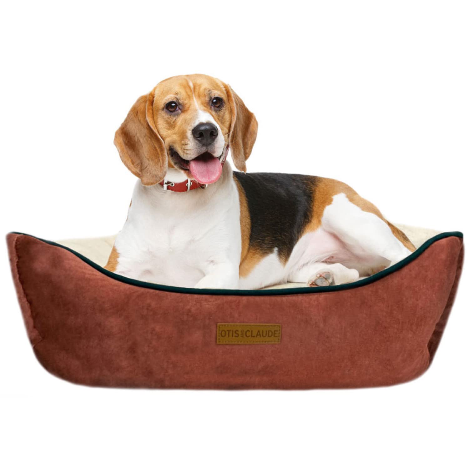 Otis & Claude Hi-Tech Pet Bed For Dogs And Cats, Machine Washable Sleeping Bed And Non-Slip Bottom Breathable Soft, Ultra-Plush, Medium - Cashmere Red