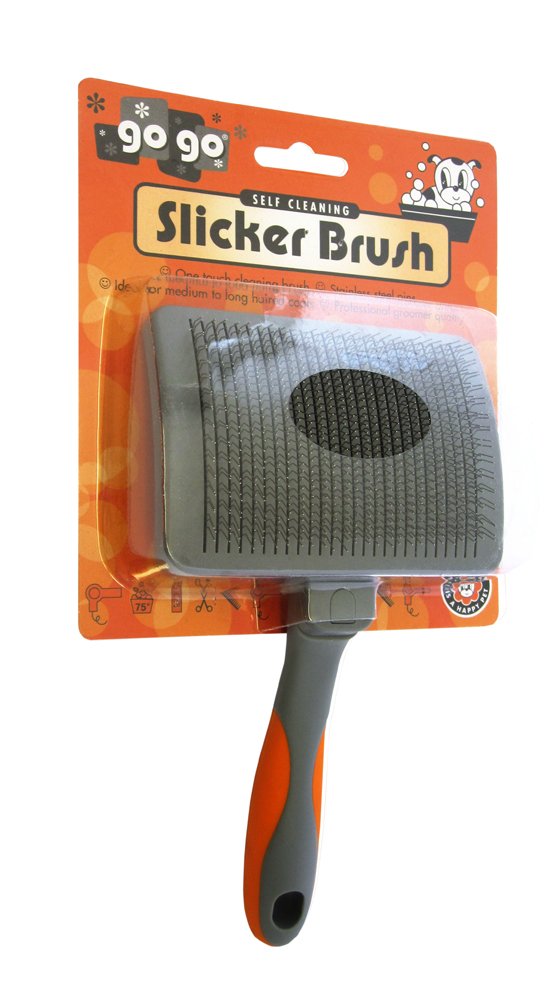 GoGo Pet Products SelfCleaning Pet Grooming Slicker Brush, Large